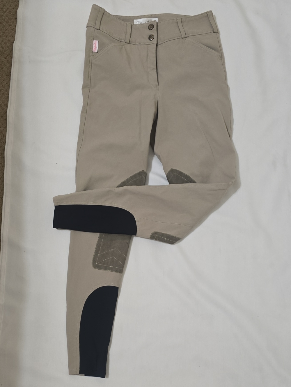 The Tailored Sportsman Khaki Riding Breeches with Black Patches 26